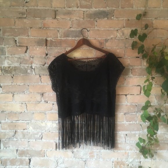Lace Crop Top with Fringe by Poof! Apparel - Picture 3 of 5